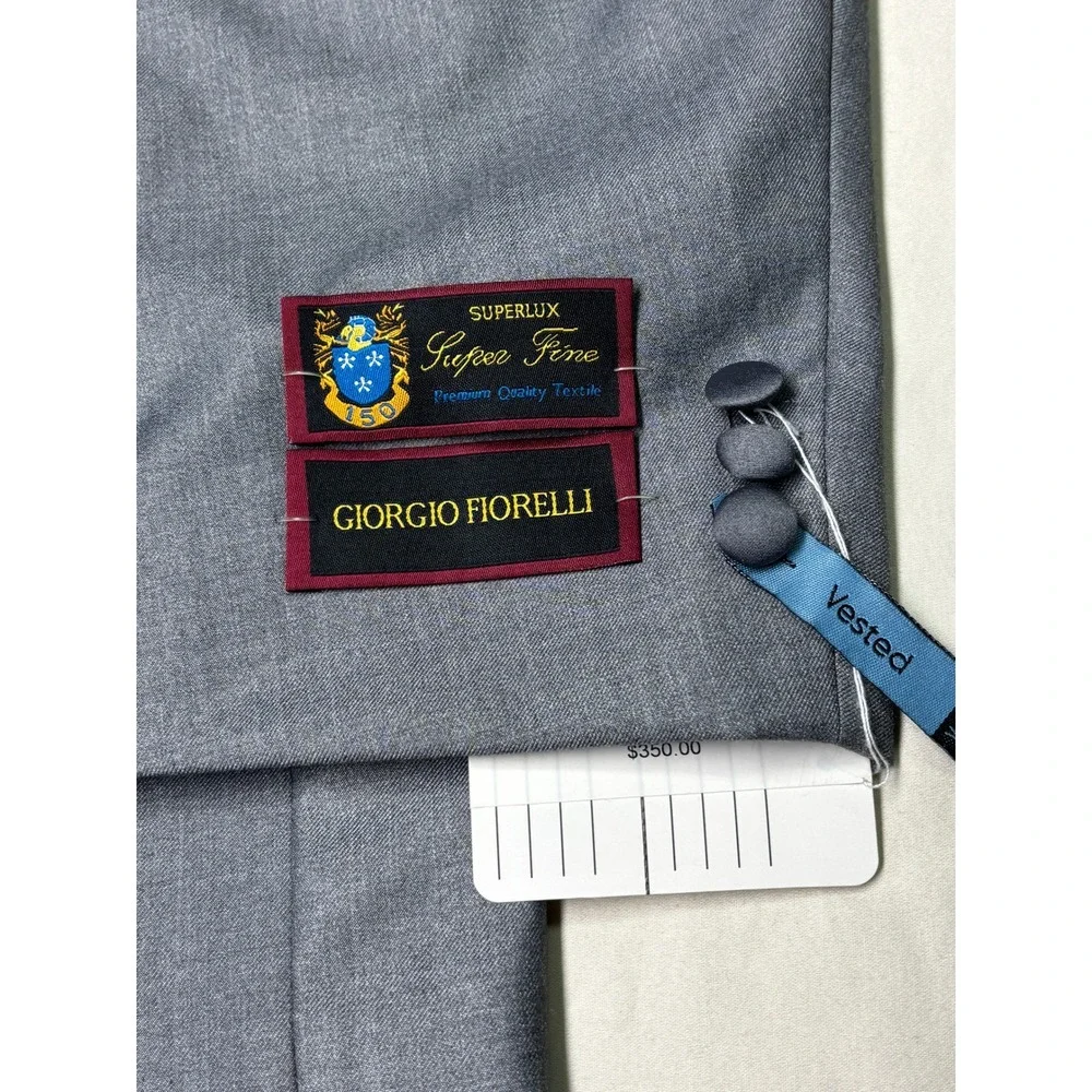 NWT Giorgio Fiorelli Mens Grey Tuxedo Suit Set Super Fine 2‎ Piece 50L W50 L38